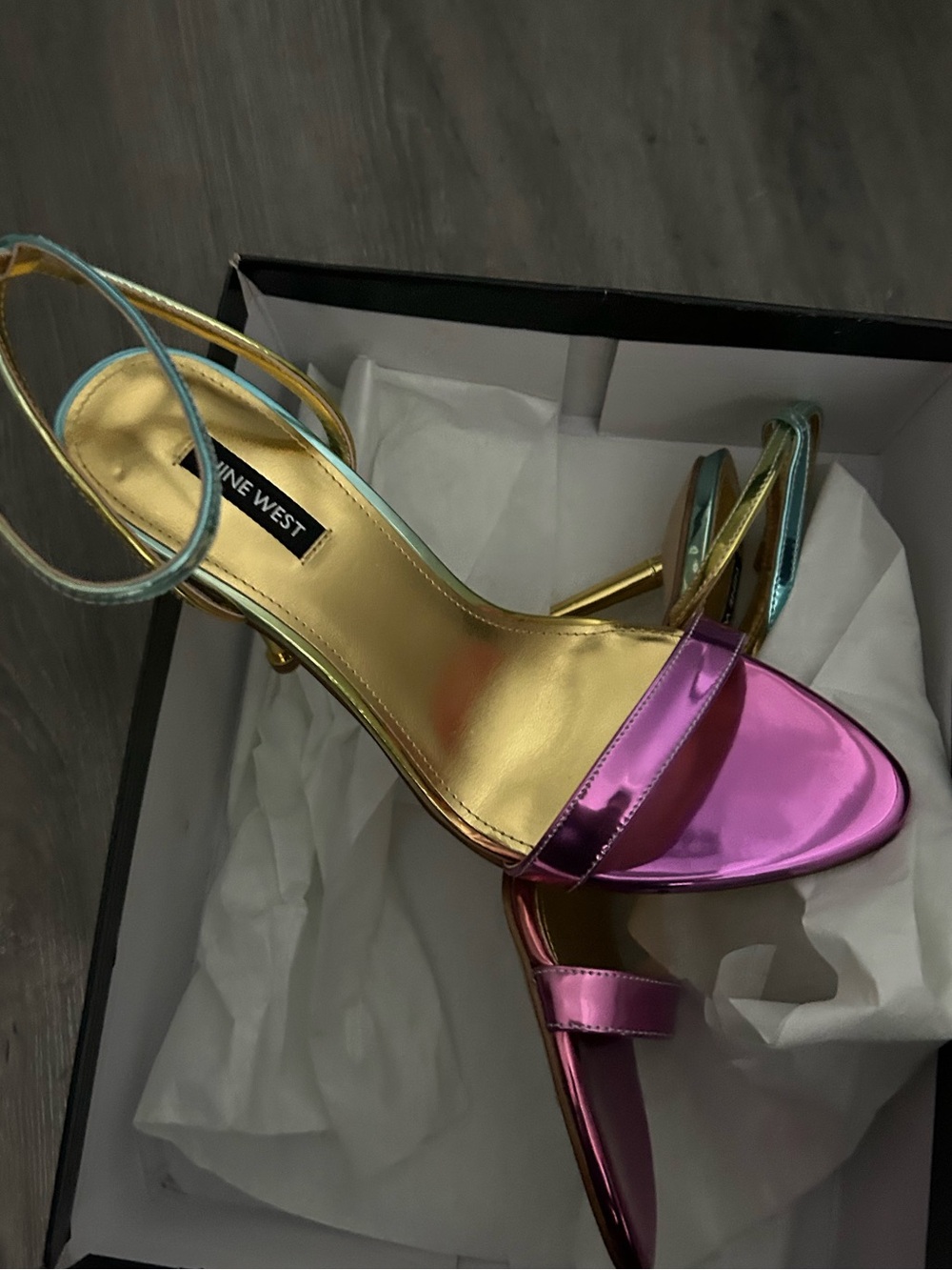Nine West Metallic Pink and Gold Strappy Heel